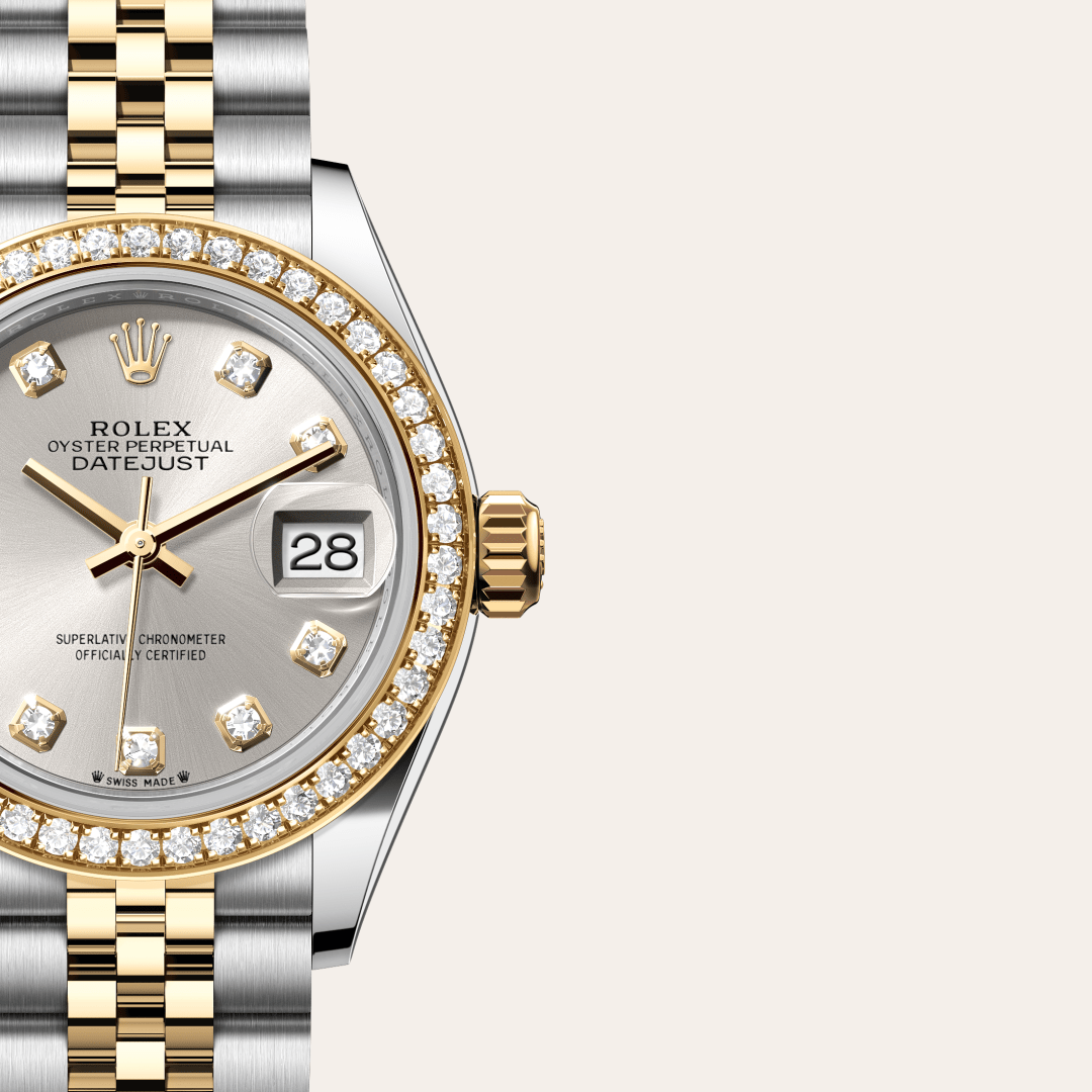Rolex Lady-Datejust Oyster, 28 mm, Oystersteel çelik, sarı altın ve pırlanta M279383RBR-0007