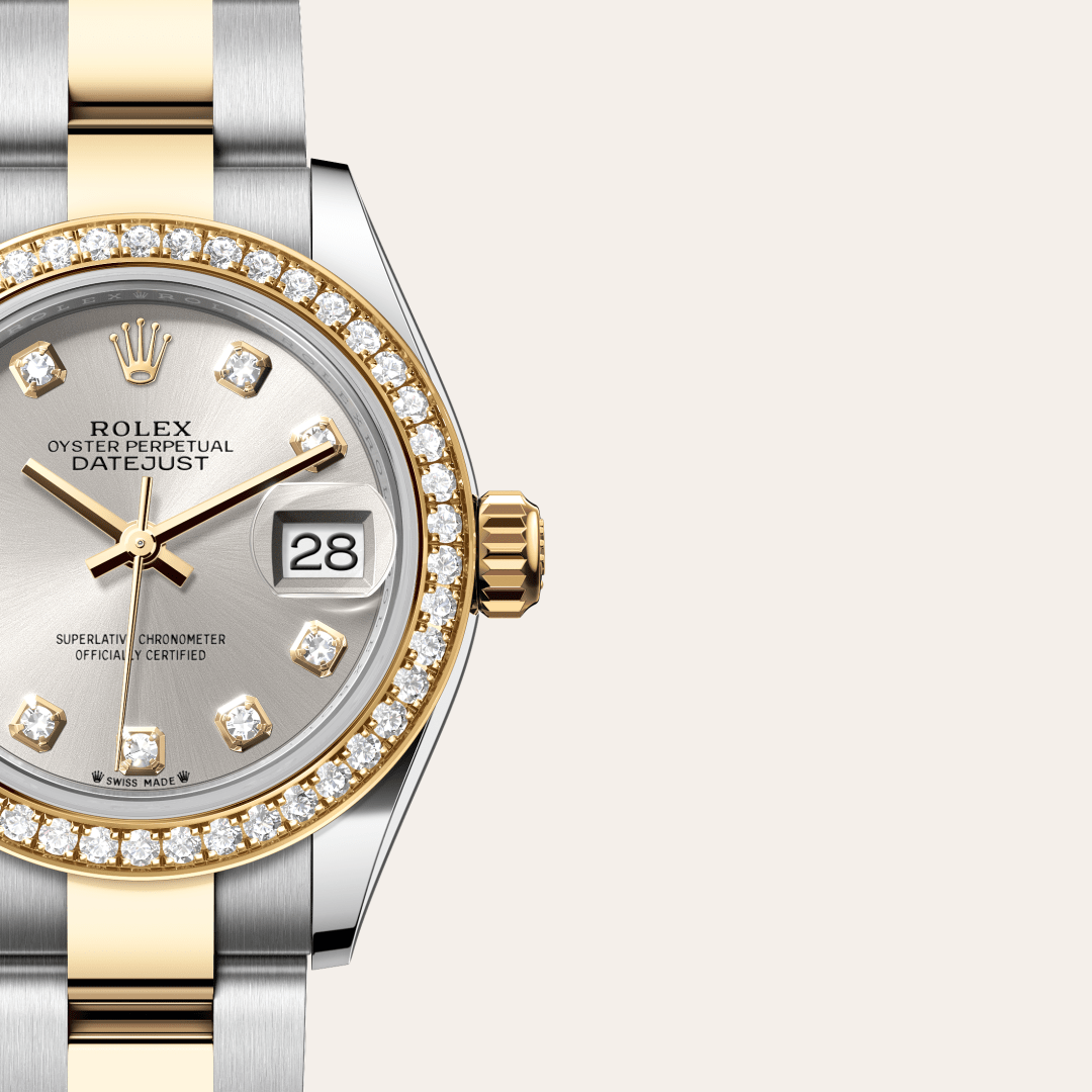 Rolex Lady-Datejust Oyster, 28 mm, Oystersteel çelik, sarı altın ve pırlanta M279383RBR-0008