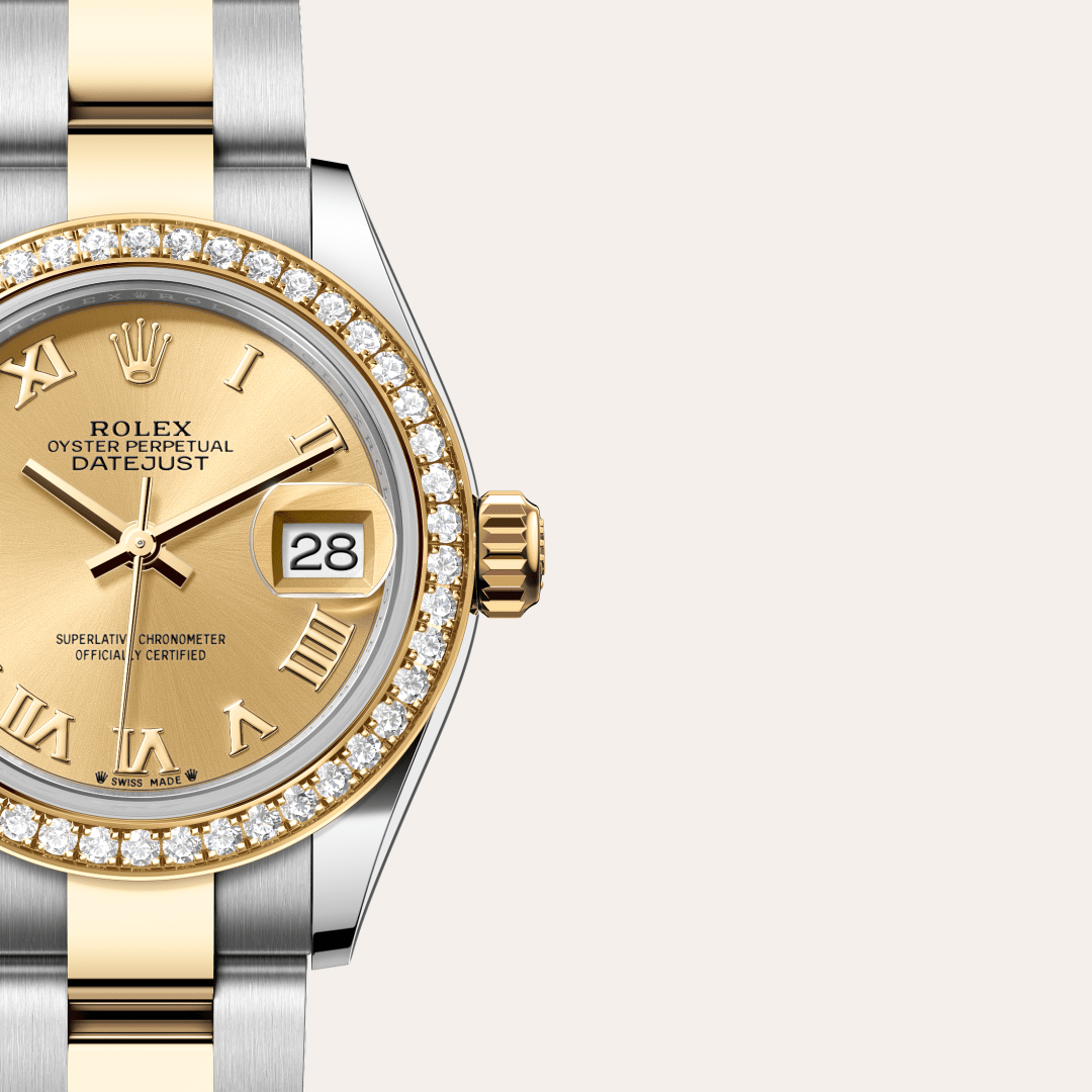 Rolex Lady-Datejust Oyster, 28 mm, Oystersteel çelik, sarı altın ve pırlanta M279383RBR-0010