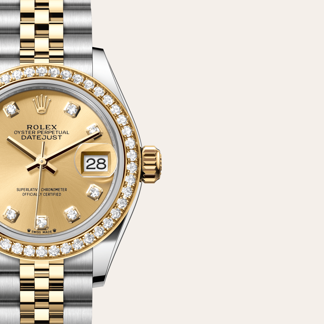 Rolex Lady-Datejust Oyster, 28 mm, Oystersteel çelik, sarı altın ve pırlanta M279383RBR-0011