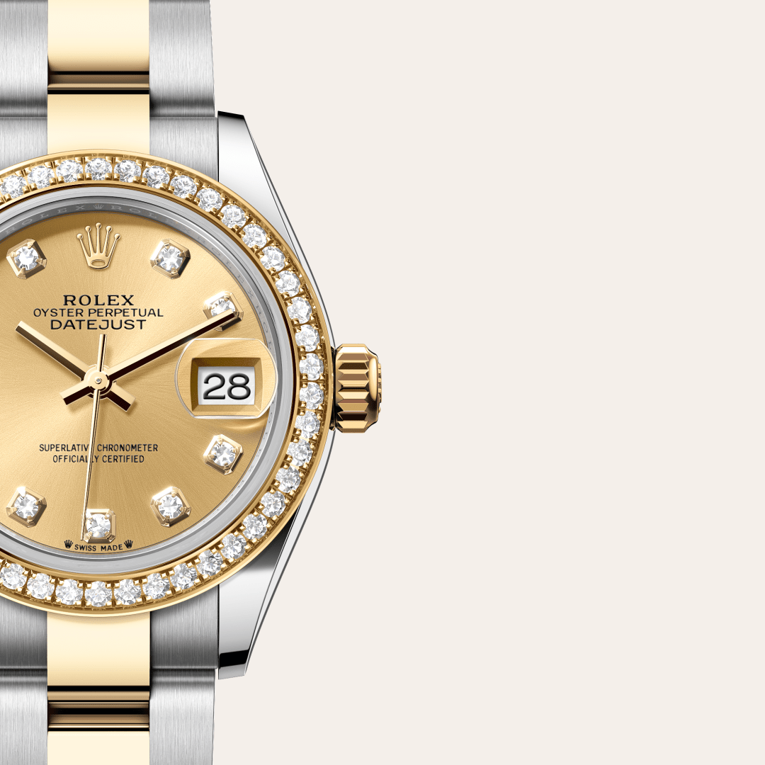 Rolex Lady-Datejust Oyster, 28 mm, Oystersteel çelik, sarı altın ve pırlanta M279383RBR-0012