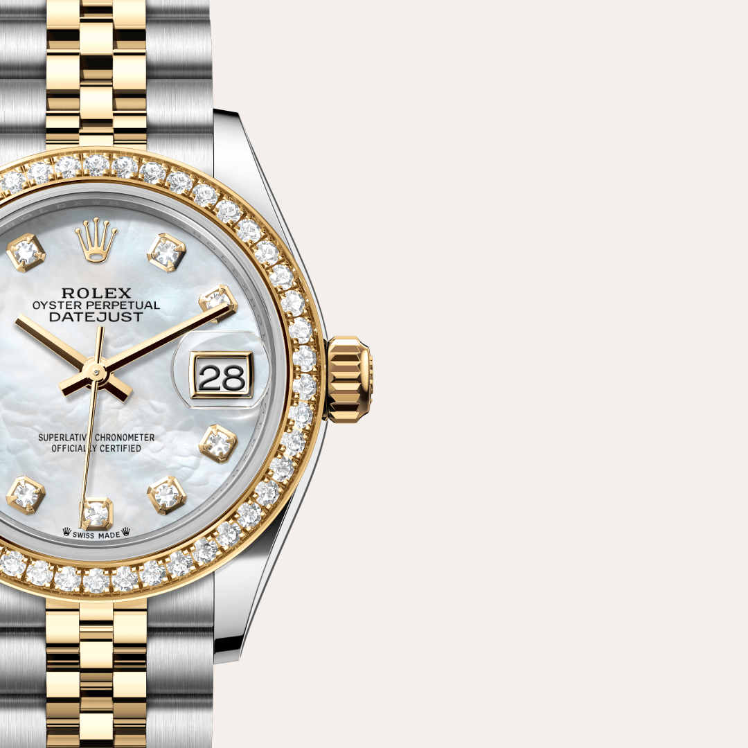 Rolex Lady-Datejust Oyster, 28 mm, Oystersteel çelik, sarı altın ve pırlanta M279383RBR-0019