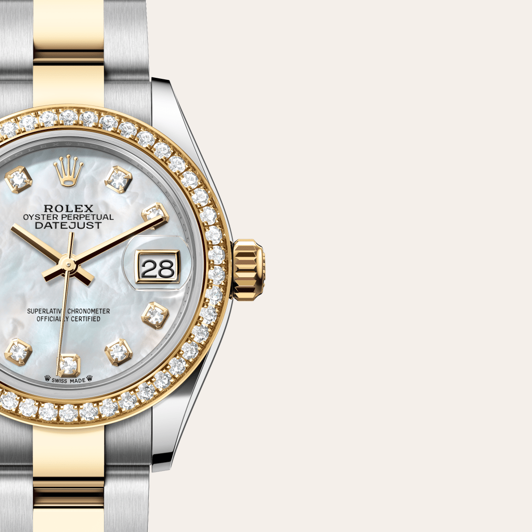 Rolex Lady-Datejust Oyster, 28 mm, Oystersteel çelik, sarı altın ve pırlanta M279383RBR-0020