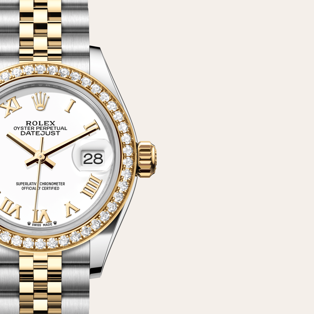 Rolex Lady-Datejust Oyster, 28 mm, Oystersteel çelik, sarı altın ve pırlanta M279383RBR-0023