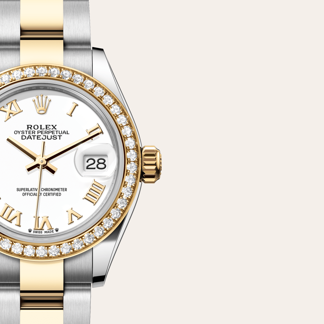 Rolex Lady-Datejust Oyster, 28 mm, Oystersteel çelik, sarı altın ve pırlanta M279383RBR-0024