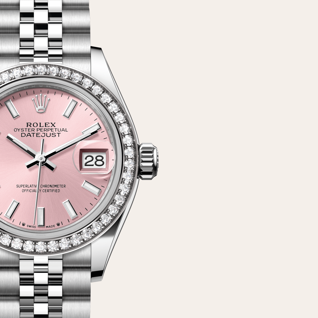 Rolex Lady-Datejust Oyster, 28 mm, Oystersteel çelik, beyaz altın ve pırlanta M279384RBR-0001