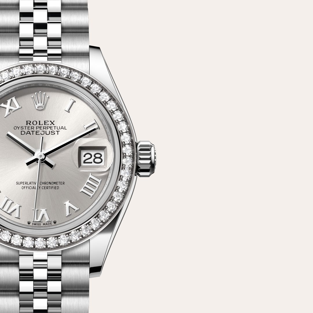 Rolex Lady-Datejust Oyster, 28 mm, Oystersteel çelik, beyaz altın ve pırlanta M279384RBR-0009