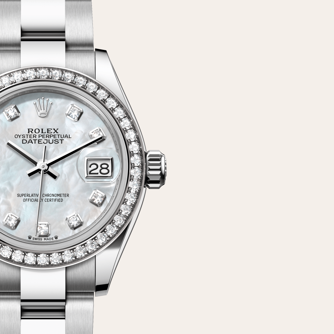 Rolex Lady-Datejust Oyster, 28 mm, Oystersteel çelik, beyaz altın ve pırlanta M279384RBR-0012