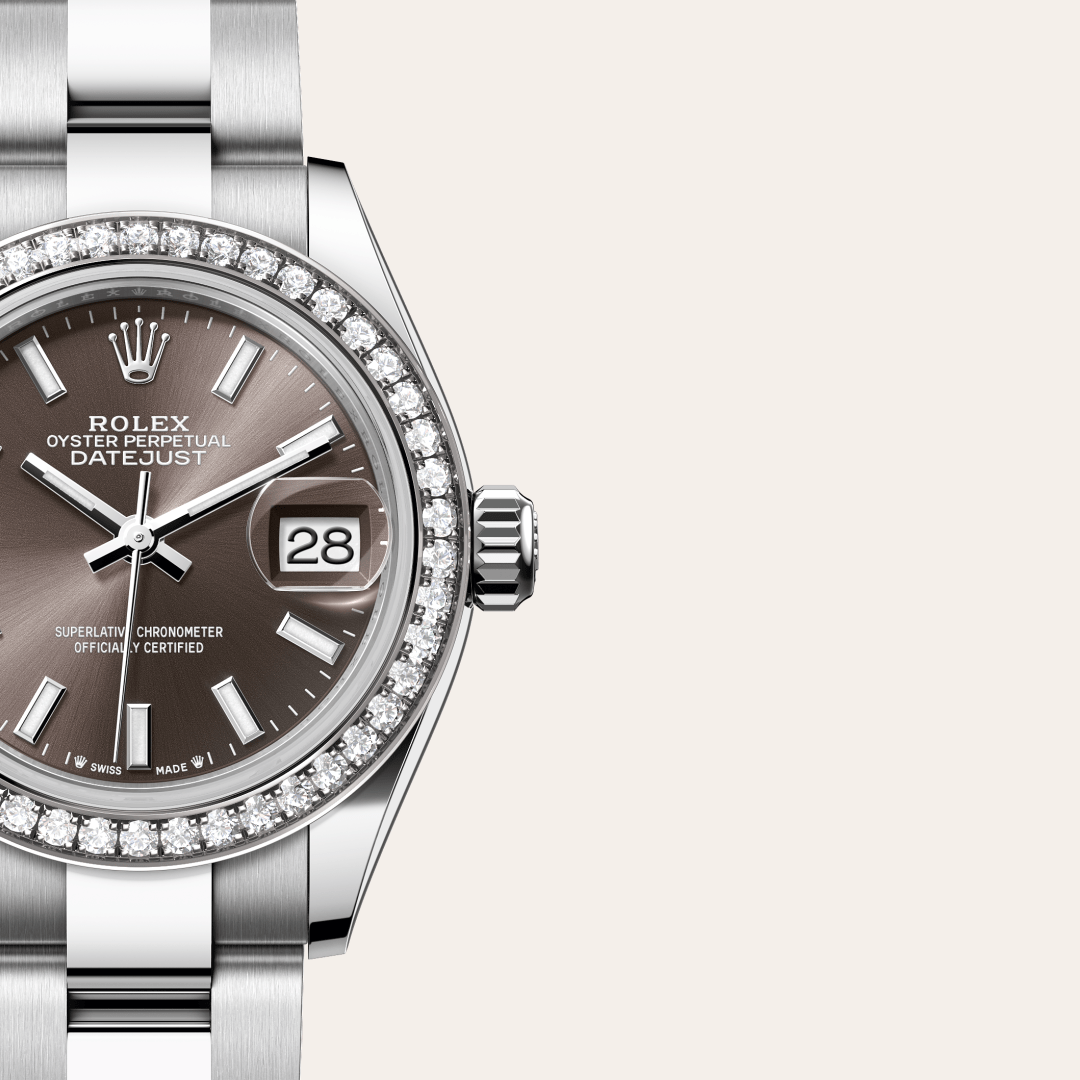 Rolex Lady-Datejust Oyster, 28 mm, Oystersteel çelik, beyaz altın ve pırlanta M279384RBR-0014