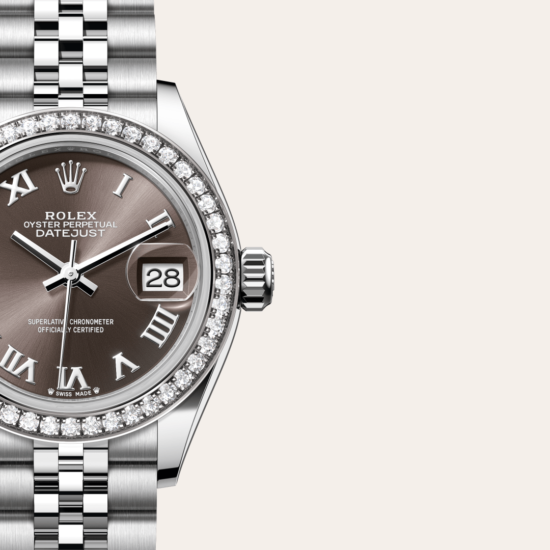 Rolex Lady-Datejust Oyster, 28 mm, Oystersteel çelik, beyaz altın ve pırlanta M279384RBR-0015