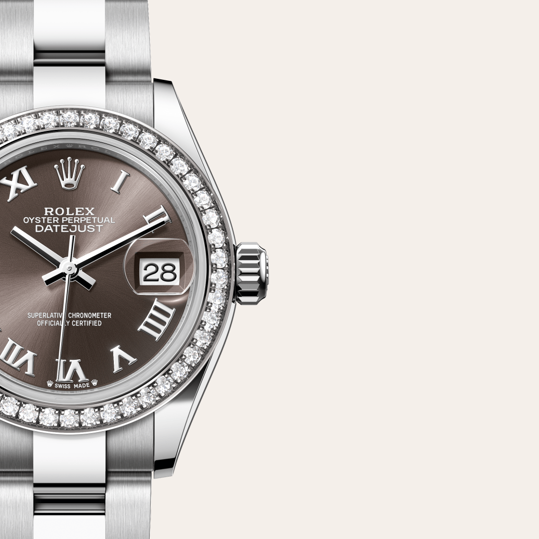 Rolex Lady-Datejust Oyster, 28 mm, Oystersteel çelik, beyaz altın ve pırlanta M279384RBR-0016