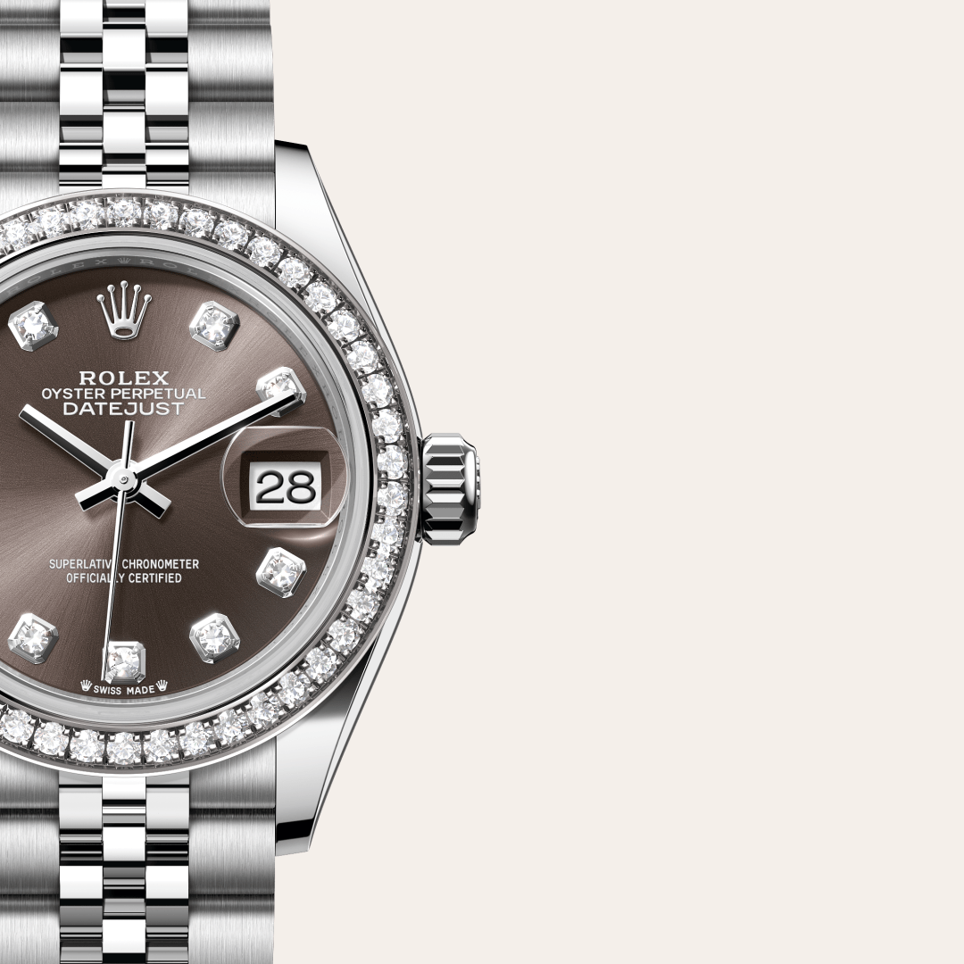 Rolex Lady-Datejust Oyster, 28 mm, Oystersteel çelik, beyaz altın ve pırlanta M279384RBR-0017