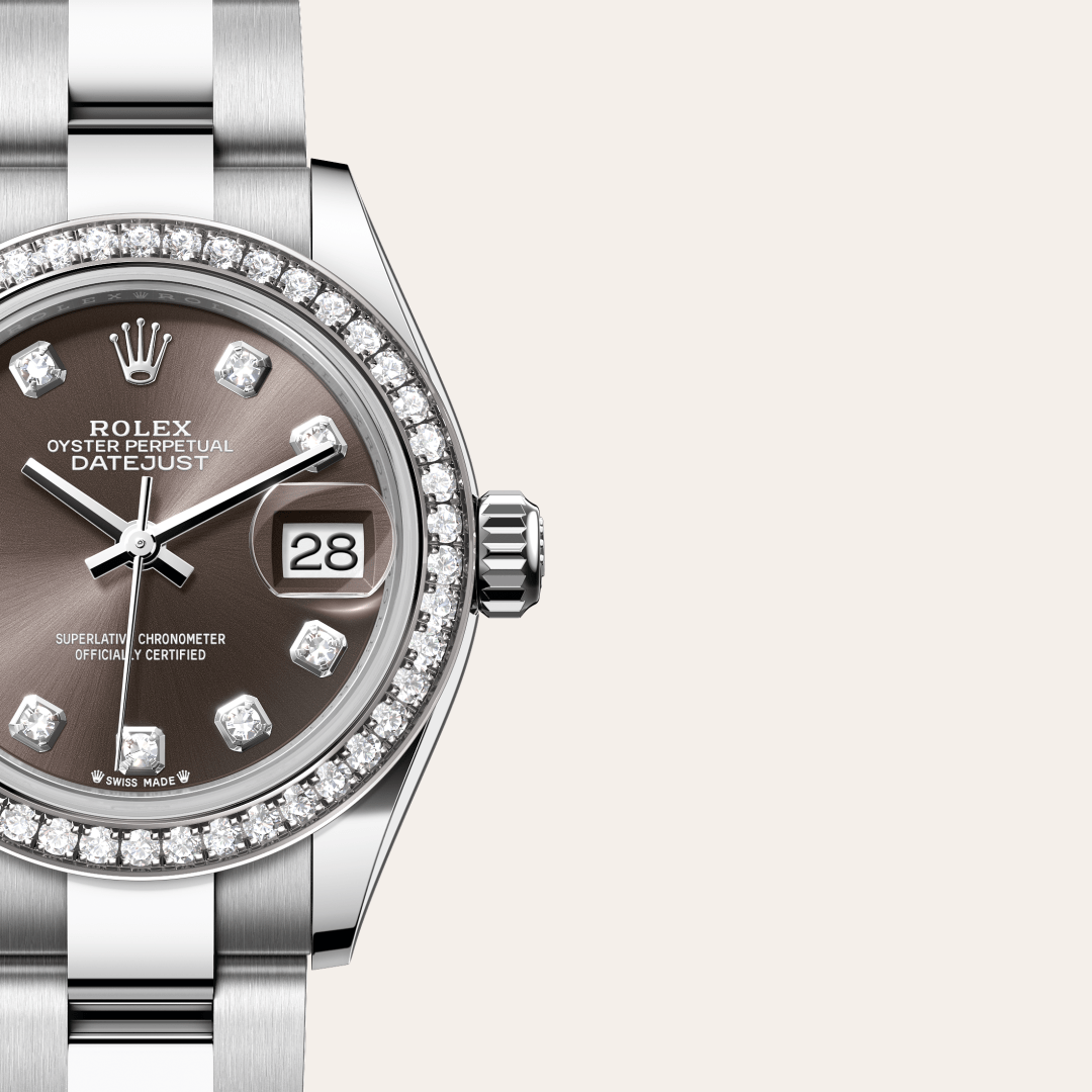 Rolex Lady-Datejust Oyster, 28 mm, Oystersteel çelik, beyaz altın ve pırlanta M279384RBR-0018