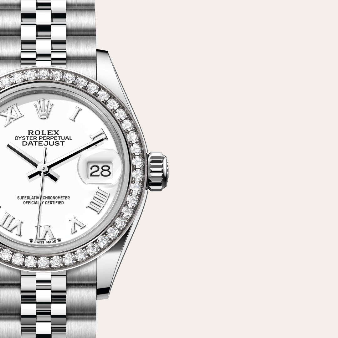 Rolex Lady-Datejust Oyster, 28 mm, Oystersteel çelik, beyaz altın ve pırlanta M279384RBR-0019