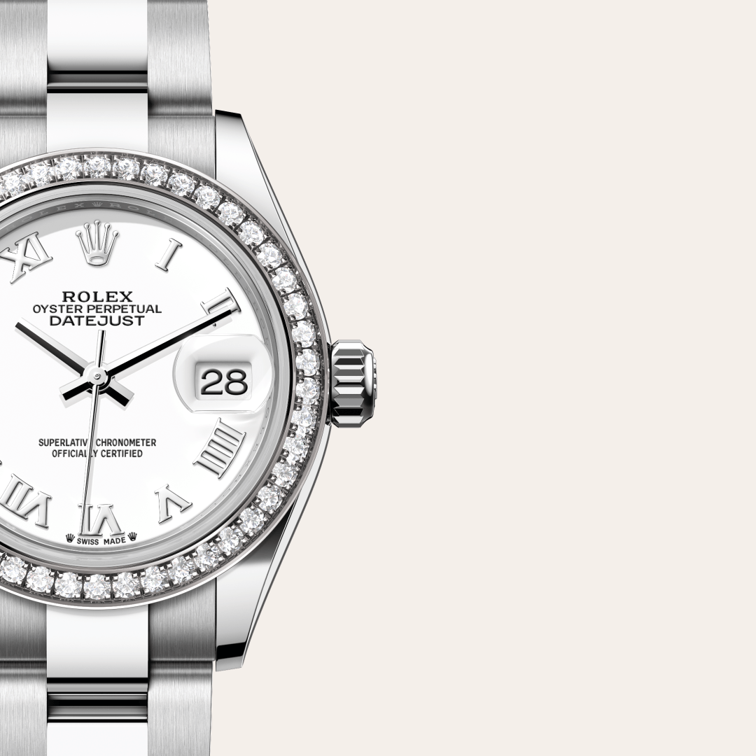 Rolex Lady-Datejust Oyster, 28 mm, Oystersteel çelik, beyaz altın ve pırlanta M279384RBR-0020