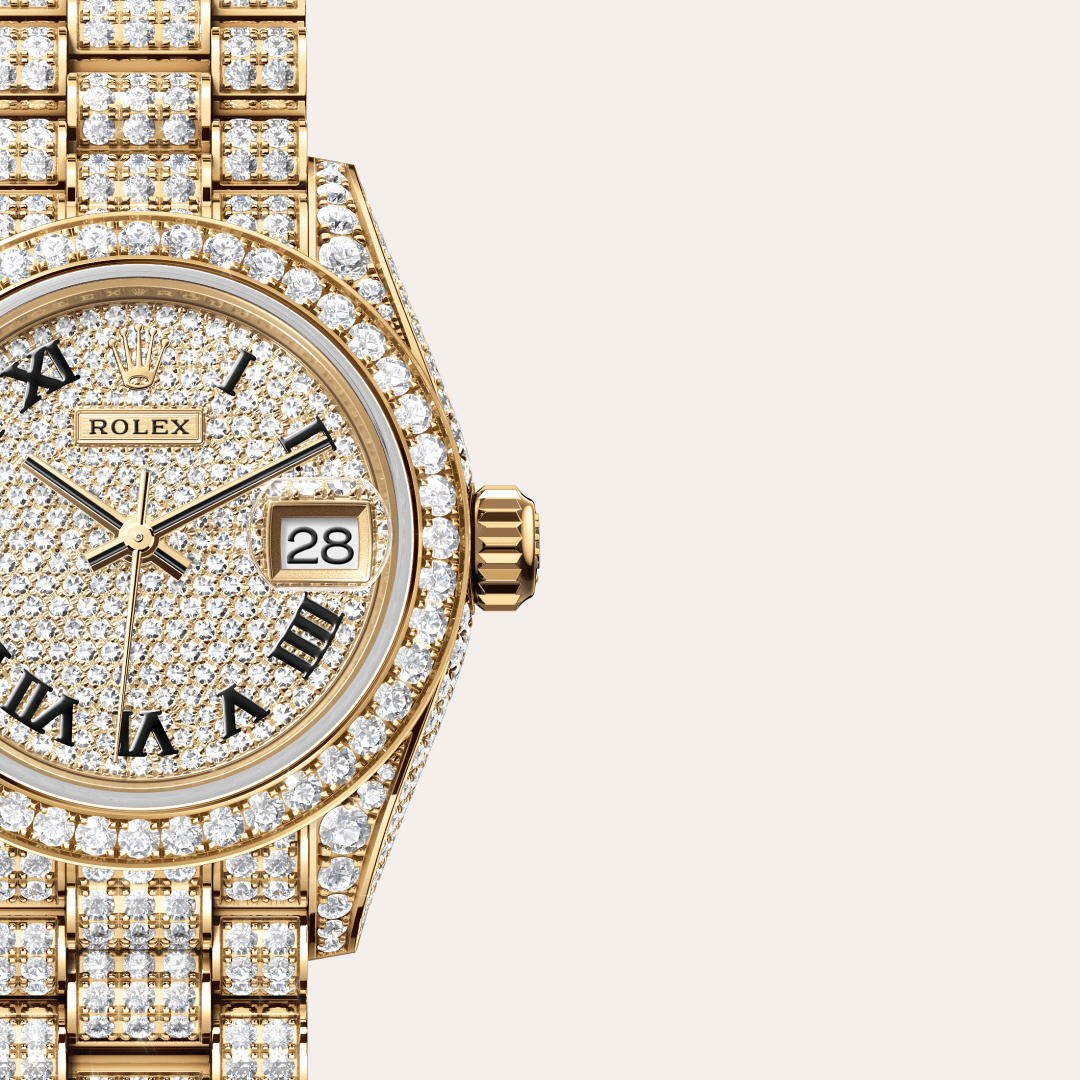 Rolex Lady-Datejust Oyster, 28 mm, sarı altın ve pırlanta M279458RBR-0001